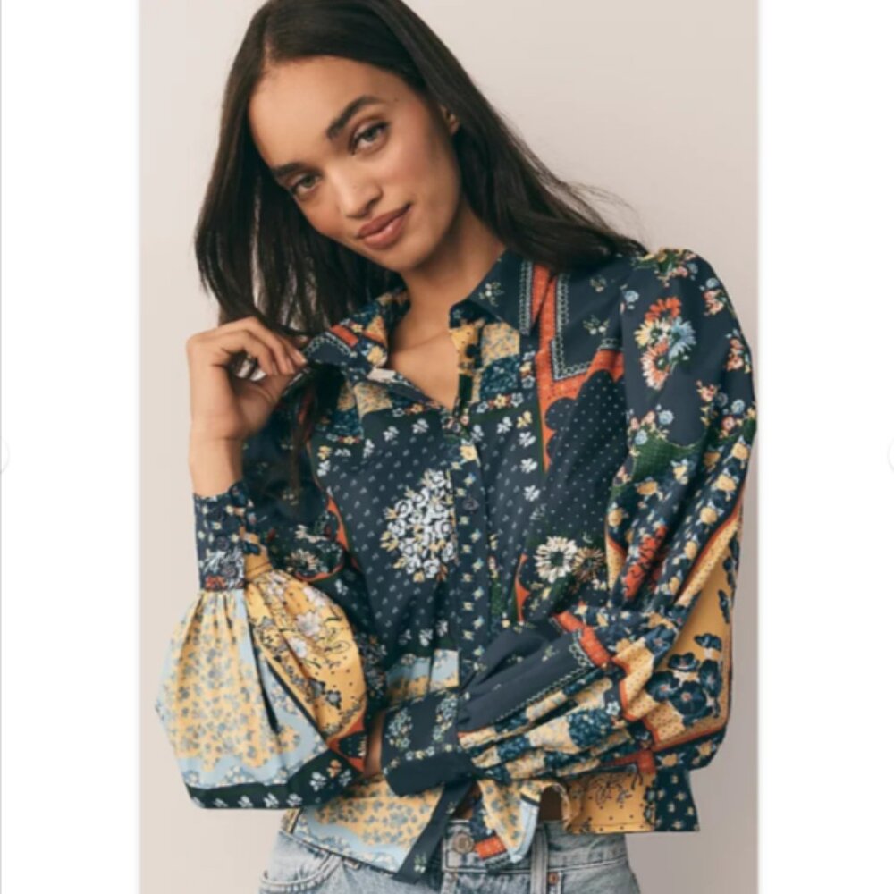 New $345 Hunter Bell Everett Patchwork Cotton Pop… - image 1